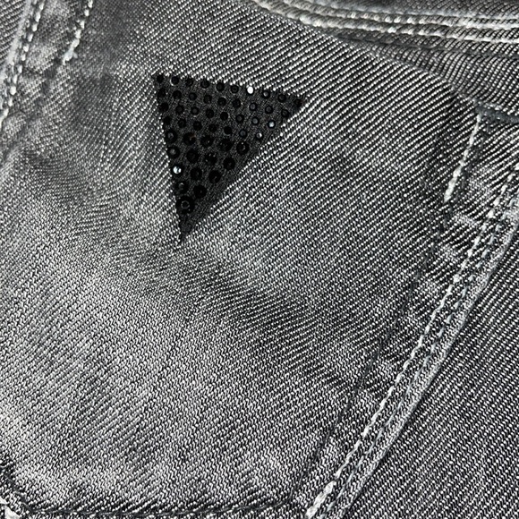 GUESS Premium Woman Black Metallic Venice Stretch Jean Size 24 - Picture 9 of 12